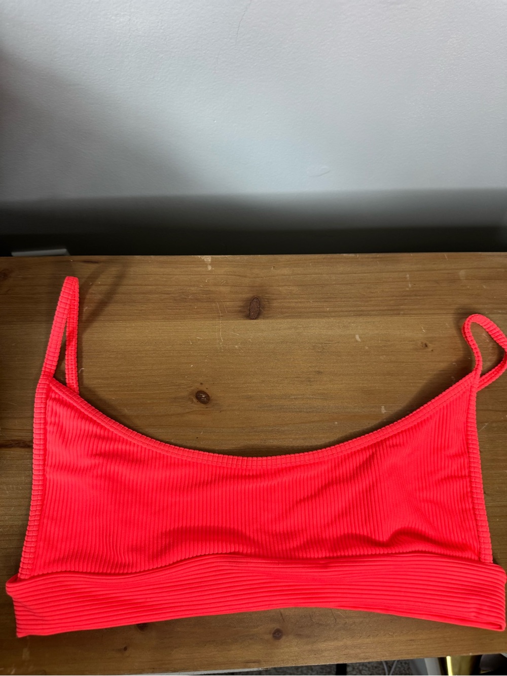 Frankie's Bikinis Neon Coral Ribbed Bikini Top